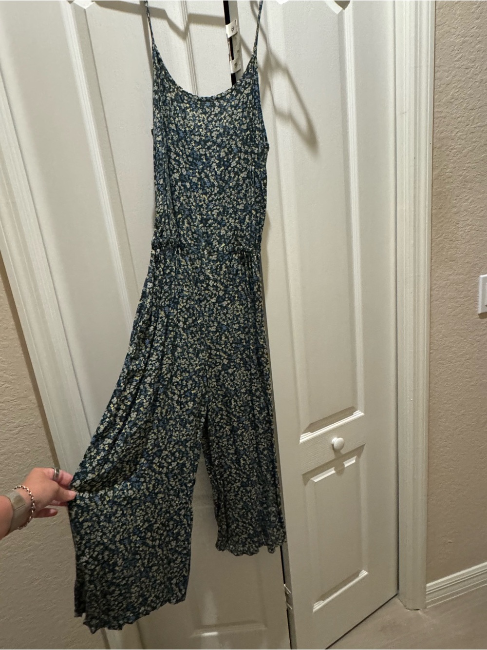 Floral Blue Wide-Leg Jumpsuit
